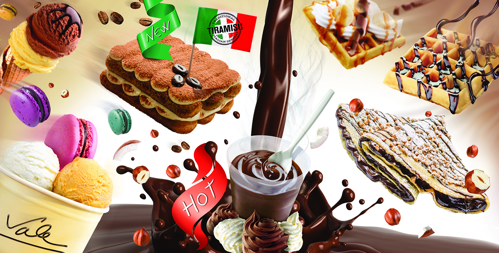 Fotomontaggio e Illustrazione Materiale Punti Vendita Vale Gelato